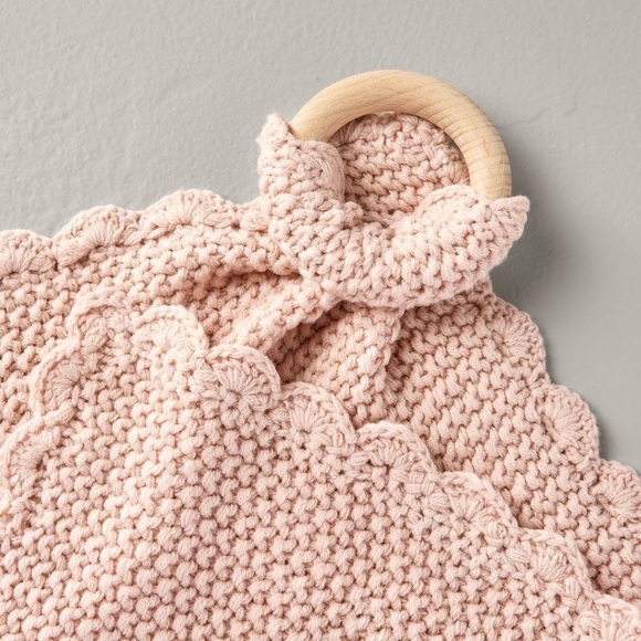 Soft Knit Baby Security Blanket Wood Ring Blush Pink - Hearth & Hand Magnolia - Picture 3 of 5